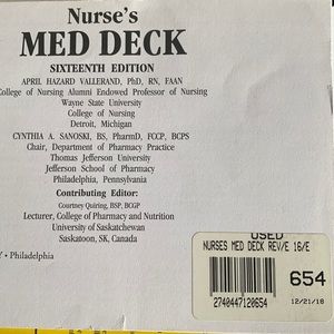 Nurses med deck 16th edition loose leaf